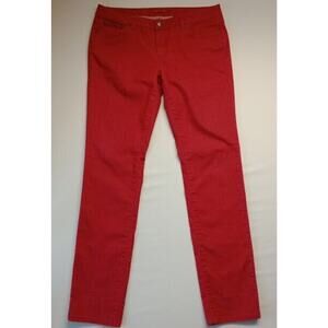 Prana Kara Skinny Jeans Women's 14/32 Red Pink Patterned Straight Leg Organic